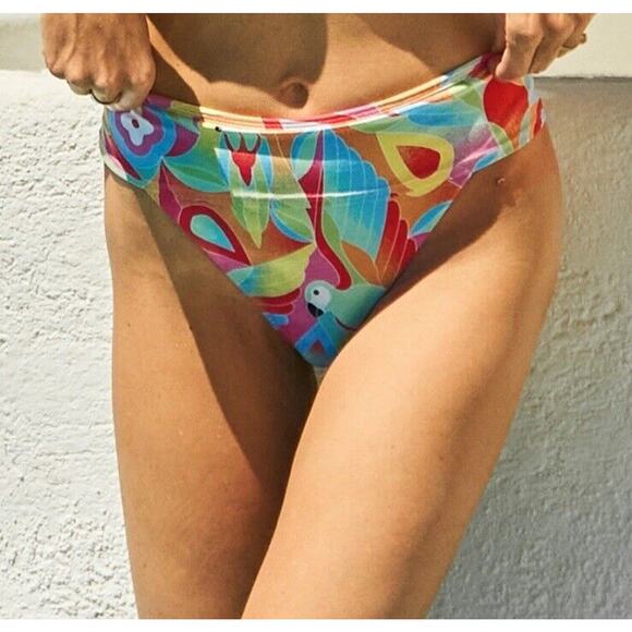 Kenny Flowers Swim Bikini Bottom High Waist Carribean Print Swimwear - Picture 9 of 11
